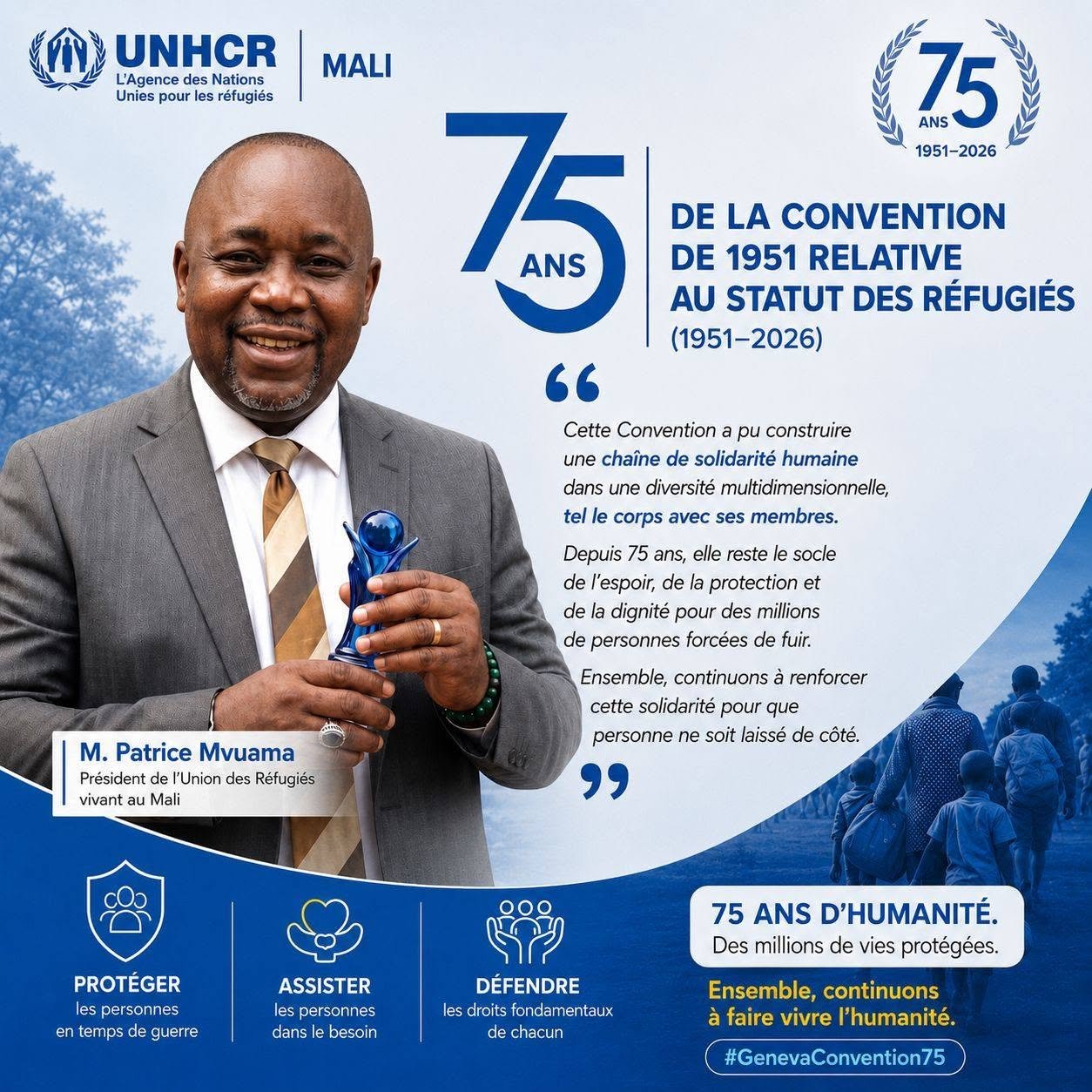 75ème anniversaire de la convetion de Genève de 1951 realative au statut de réfugiés